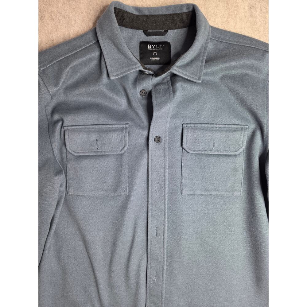 BYLT Utility Premium Basics Men's light Blue Button Down Shirt Jacket Shacket L - Picture 5 of 10